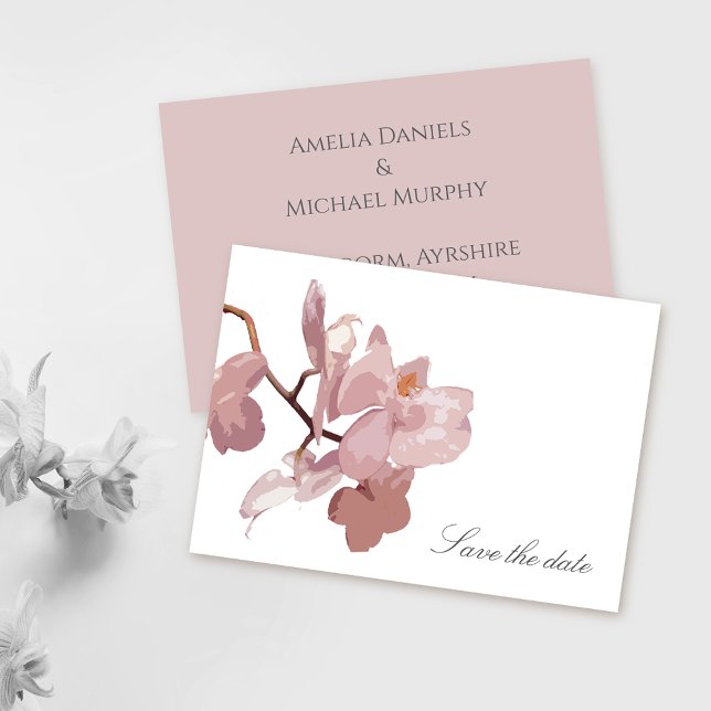 Élégante Orchidée Rose Foncé Save the date (Créateur téléchargé)