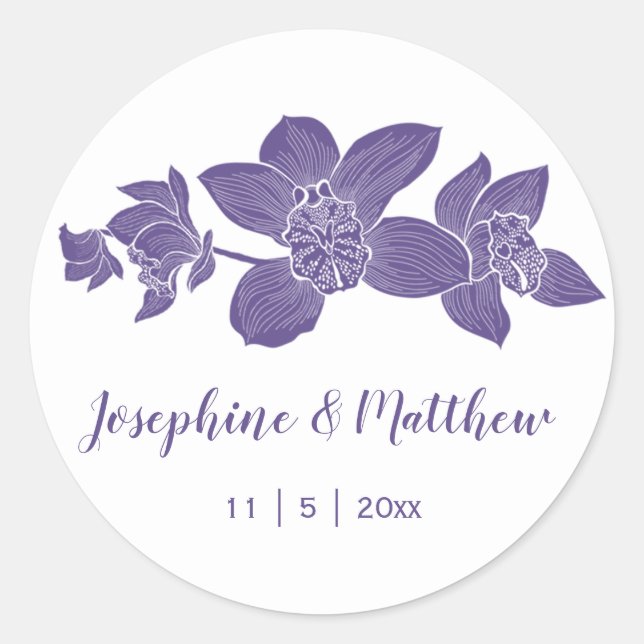 Élégante Orchidées violettes Stickers Mariage flor (Devant)