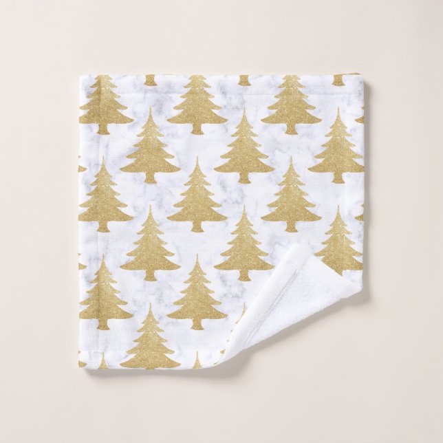 Elégante Parties scintillant d'or et arbre de Noël (Gant de toilette)