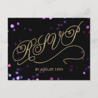 Elégante Parties scintillant Gold Script carte pos