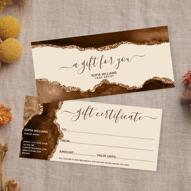 Élégante Parties scintillant moderne or Brown Agat (Créateur téléchargé)