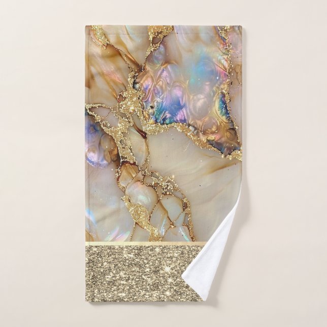 Elégante Parties scintillant or élégant Marbre col (Serviette à main)