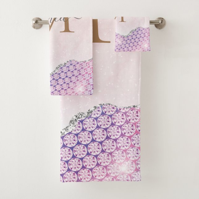 Élégante Parties scintillant rose Rose Monogram (En situation)