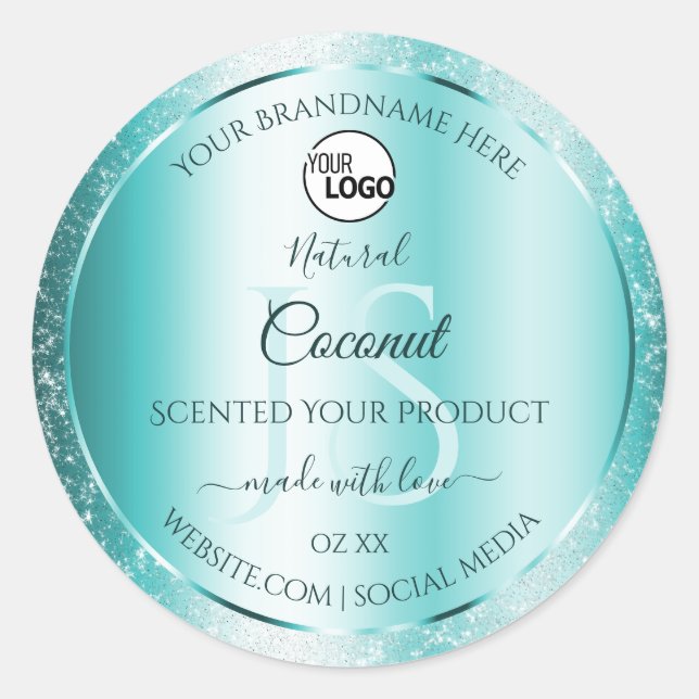 Élégante Parties scintillant Turquoise Étiquettes  (Devant)