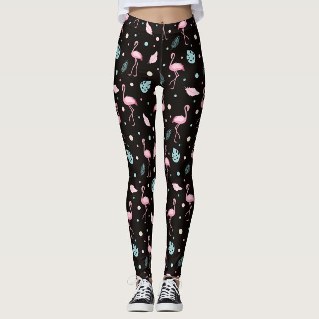Élégante Patte Flamingo Rose Leggings (Devant)