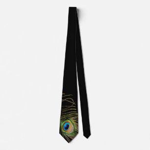 Elégante Peacock Feather Cravate noire