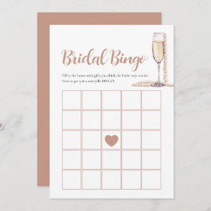 Elégante Pearls & Prosecco Bridal Bingo Carte de j