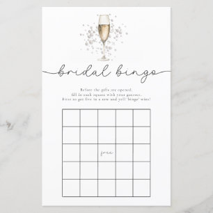 Elégante Pearls & Prosecco Bridal Bingo Carte de j