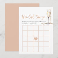 Elégante Pearls & Prosecco Bridal Bingo Carte de j