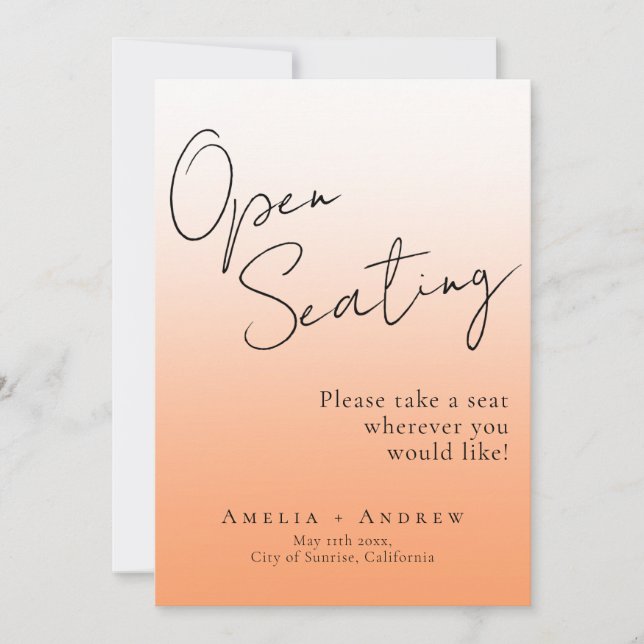 Elégante Pêche Orange Fuzz Mariage Siège ouvert (Devant)