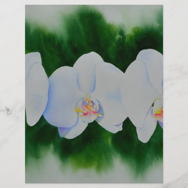 Elégante peinture d'orchidée tropicale blanche (Devant)