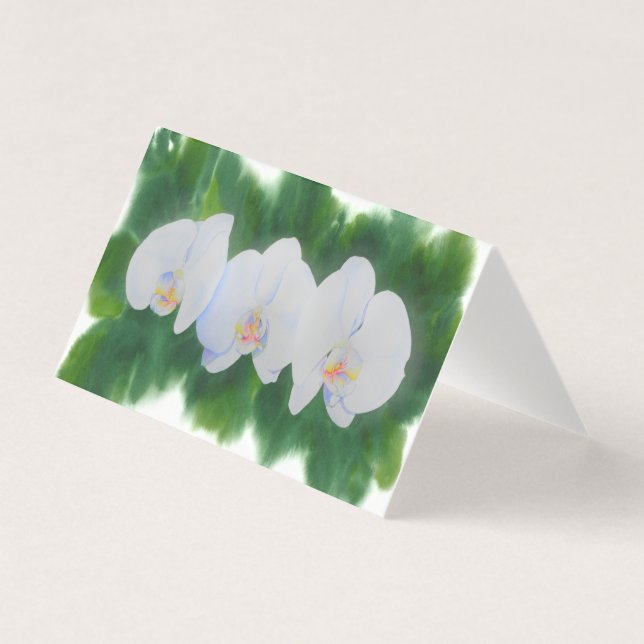 Elégante peinture d'orchidée tropicale blanche (Front)