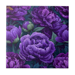 Elégante Peonies violettes Carreaux céramiques