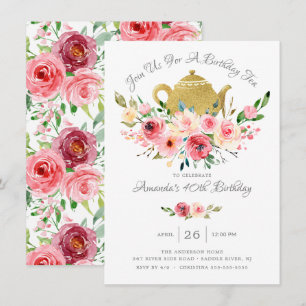 Elégante Peony Floral Anniversaire Thé Invitation