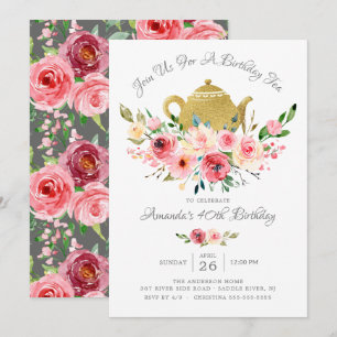 Elégante Peony Floral Anniversaire Thé Invitation