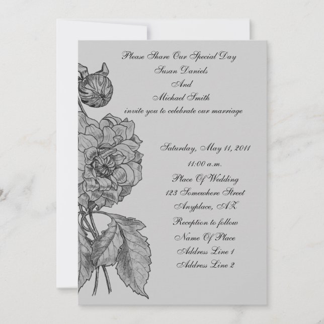 Elégante Peony Peony Mariage Fleur Invitation (Devant)