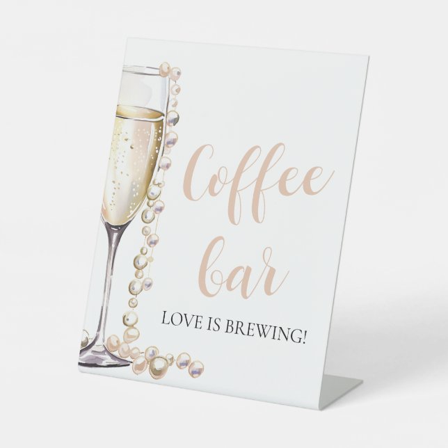 Élégante perle d'or et panneau de barre de café Pr (Recto)