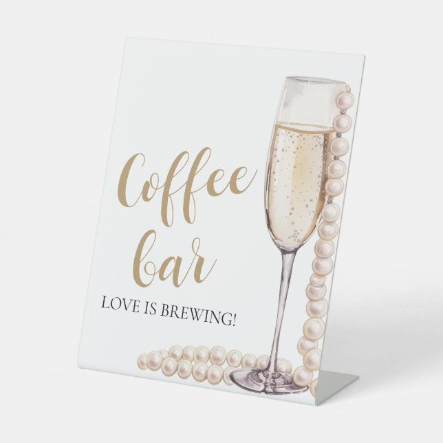Élégante perle d'or et panneau de barre de café Pr (Recto)