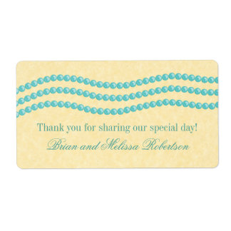 Elégante Perles Étiquettes de mariage, Aqua