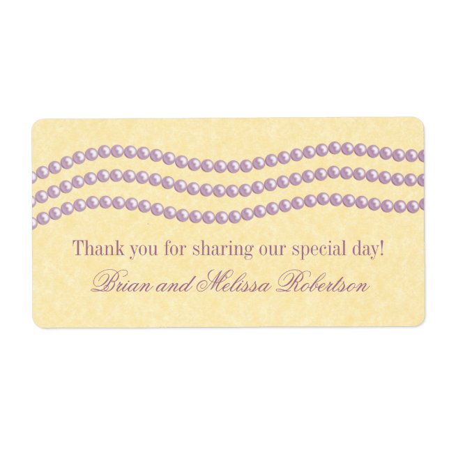 Elégante Perles Étiquettes De Mariage, Lilac (Devant)