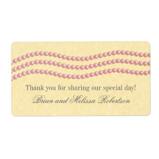 Elégante Perles Étiquettes De Mariage, Rose Clair
