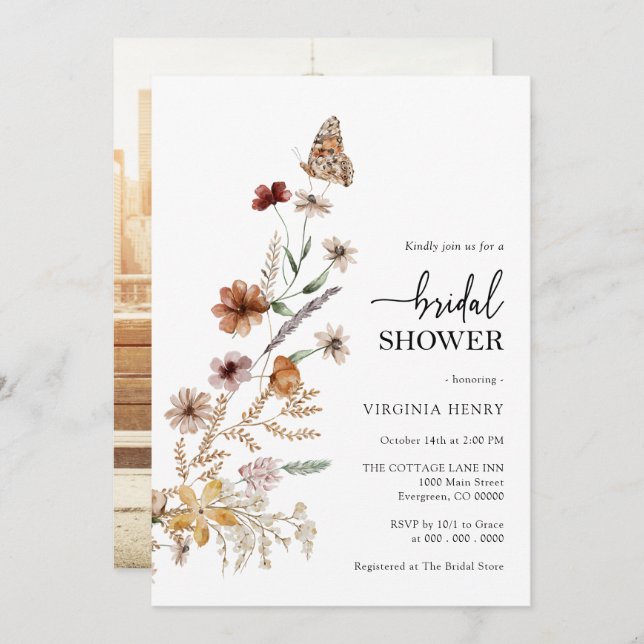 Élégante Photo Bridal Shower Invitation (Devant / Derrière)