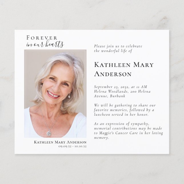 Élégante photo Célébration des funérailles commémo (Devant)