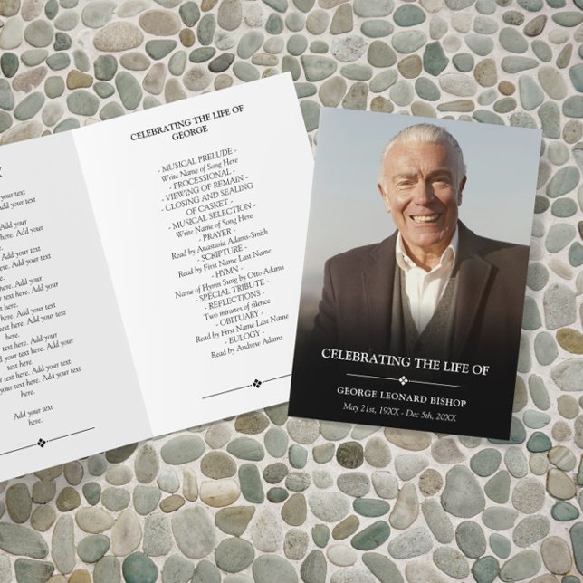 Élégante photo Célébration du programme funéraire  (Créateur téléchargé)