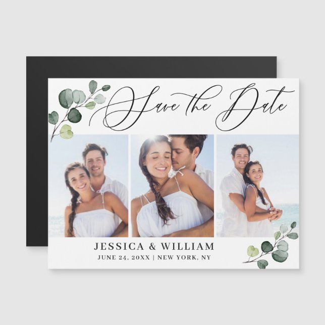 Élégante photo de mariage Enregistrer la date Cart (Devant / Derrière)