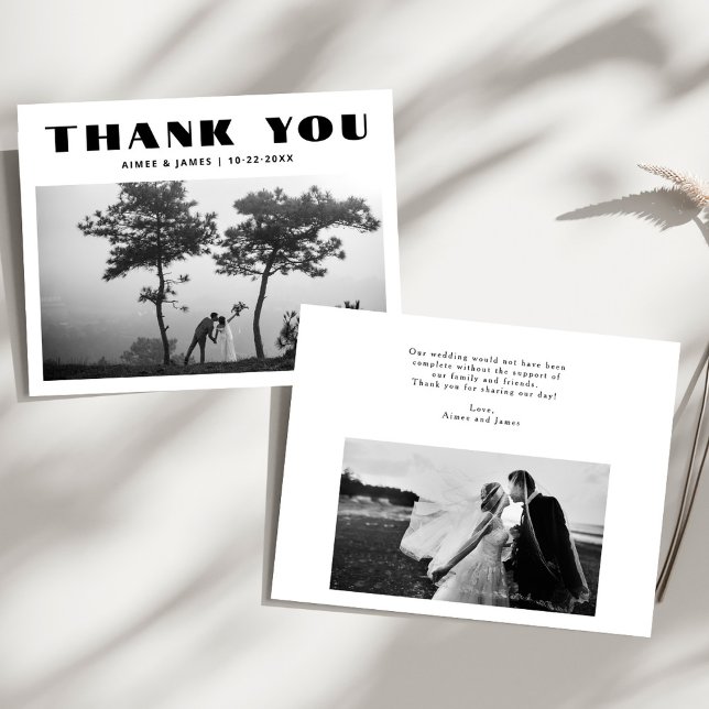 Élégante Photo de Mariage Remerciements Typographi (Créateur téléchargé)