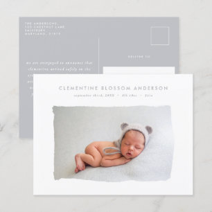 Élégante photo faire-part de naissance gris minima