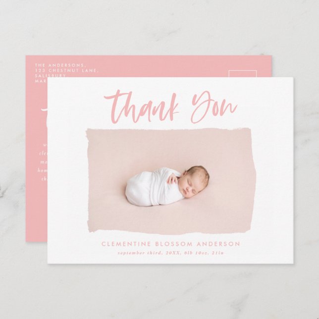 Elégante photo faire-part de naissance merci (Devant / Derrière)