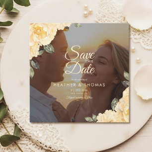 Élégante Photo Fleurie Jaune Save The Date