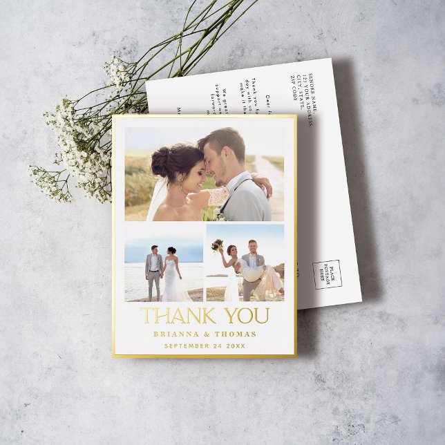 Elégante Photo Gold Foil Mariage carte postale Mer (Créateur téléchargé)