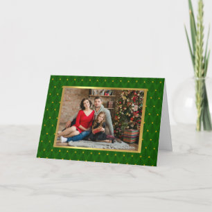 Elégante photo Green et Gold Tree carte de Noël