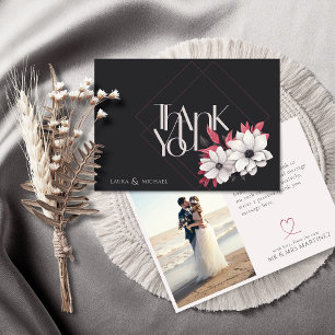 Élégante photo Magenta Flat Carte de remerciements