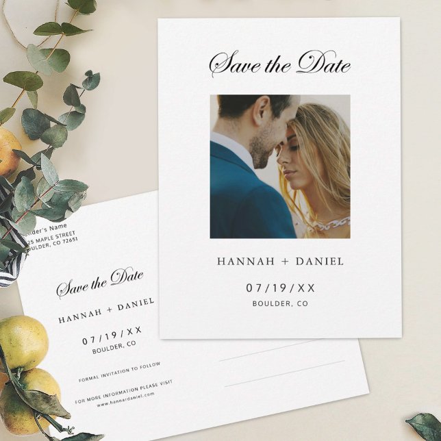 Élégante photo minimale Enregistrer la date Carte  (Créateur téléchargé)