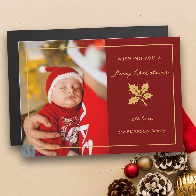 Élégante photo minimaliste rouge/or (Créateur téléchargé)