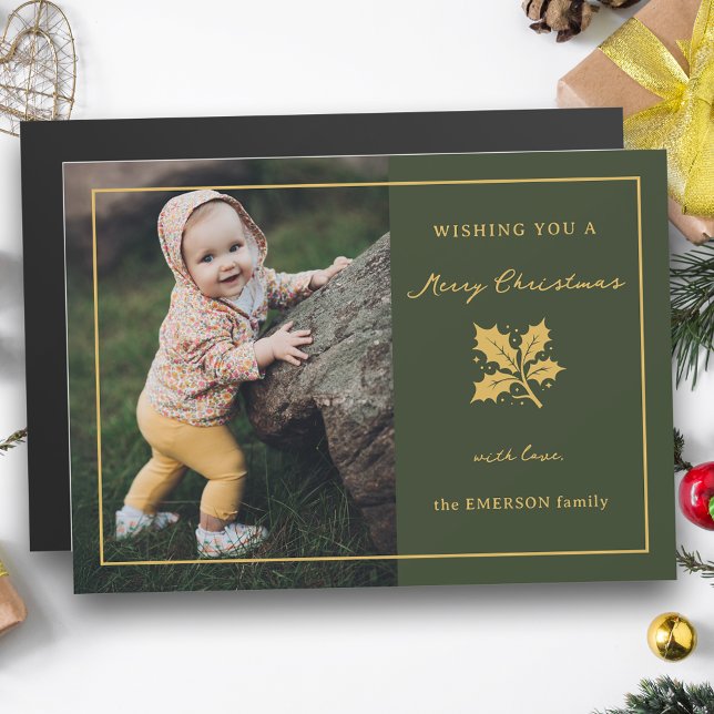 Élégante photo minimaliste verte/or (Créateur téléchargé)