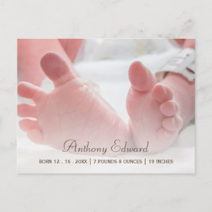Elégante photo Nouveau-né bébé pieds Faire-part de