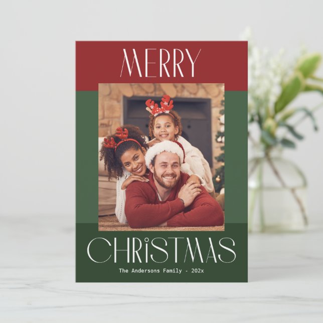 Elégante photo texte Joyeuse carte de Noël (Debout devant)