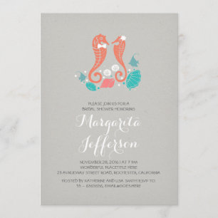 Elégante plage de hippocampe invitation douche nup