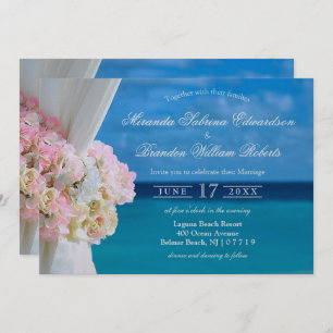 Elégante Plage Florale Plage Mariage Invitation