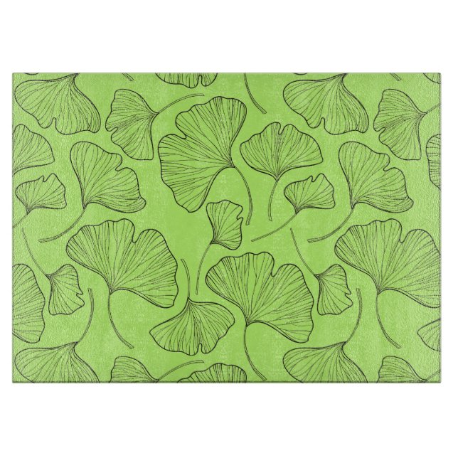 Élégante planche à découper en verre Ginkgo Leaf (Devant)