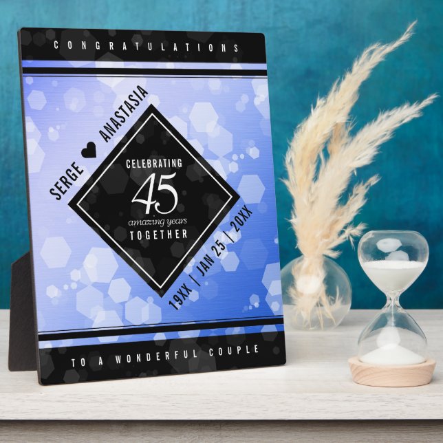 Élégante Plaque du 45e anniversaire du Mariage Sap (Côté)