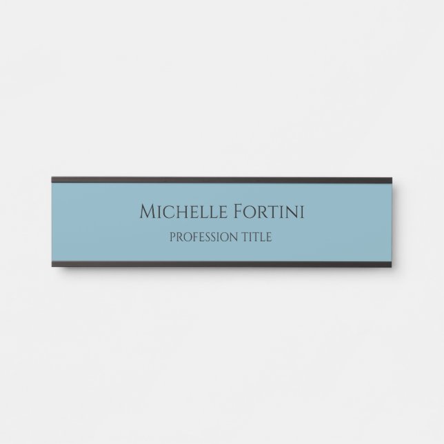 Élégante Plaque Simple Minimaliste Bleu clair (Devant)