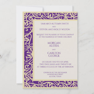 Elégante Plum et Beige Invitation pour toute occas