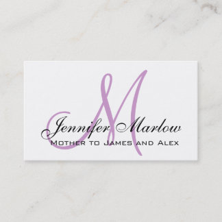 Élégante Plum Monogramme Carte d'appel personnalis