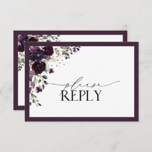 Elégante Plum violet aquarelle florale RSVP