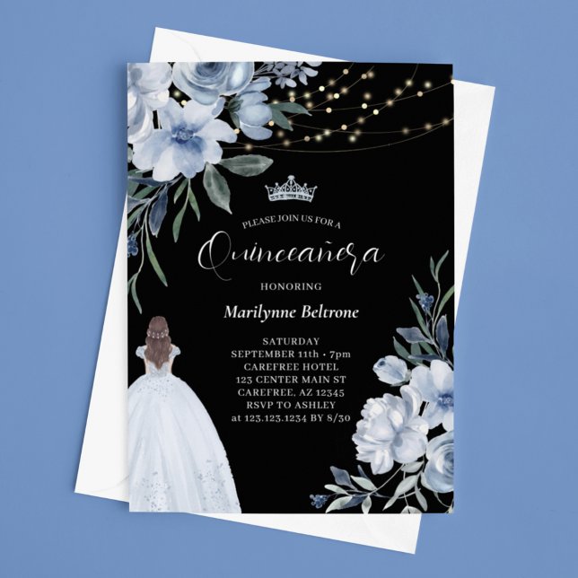 Elégante princesse bleue Quinceañera Invitation (Créateur téléchargé)